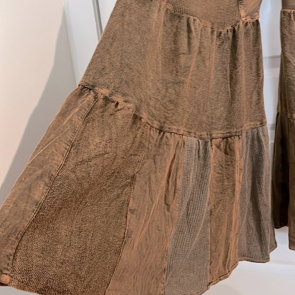 Gorgeous Cotton & Waffle Knit Patched Brown Wide Pants with Drawstring W… - Picture 8 of 10